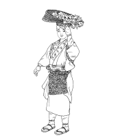 A coloring page of japanese clothing
